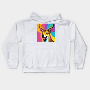 Modern Abstract Pop Art Style Laughing Deer Drawing Kids Hoodie